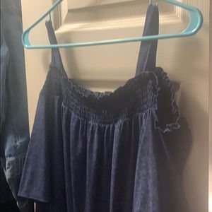 Off the shoulder denim colored dress